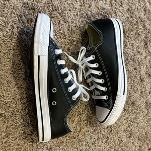 Black Leather Converse Chuck Taylor Sneakers - Size 7.5, fits size 8